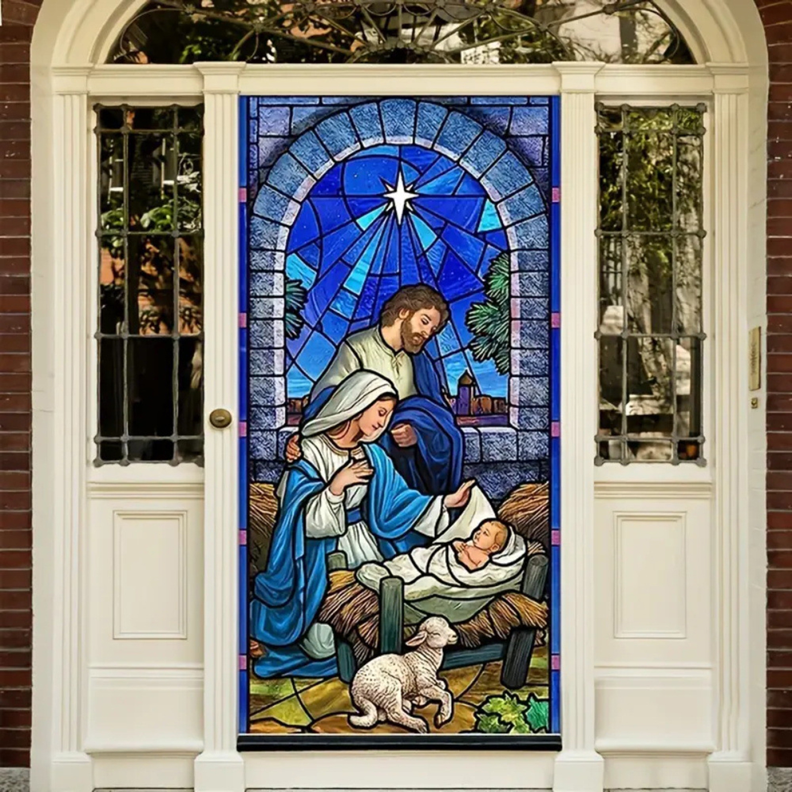 Christmas Nativity Backdrop Decoration, Merry Christmas Religious Nativity Scene Banner, Holy Night Photo Booth Background Xmas Photography For
