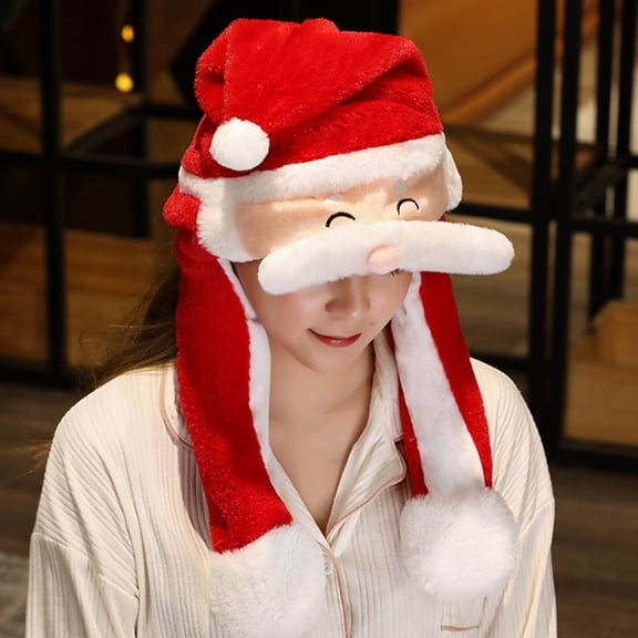 Naierhg Christmas Santa Hat Ear Moving Jumping Hat Santa Claus Elk Snowman Snowflake Cosplay Hat Xmas Holiday Party Costume Photo Prop Gift D