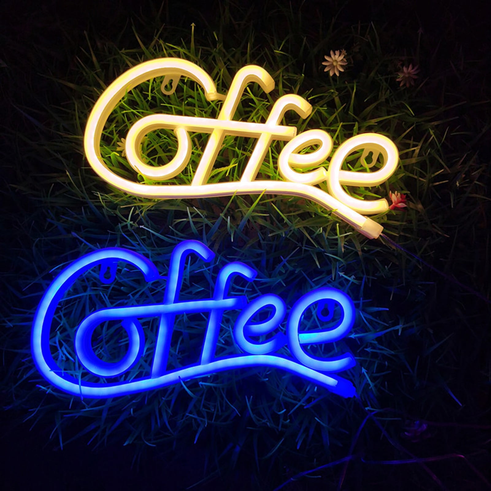 Naierhg Coffee Letter Neon Sign Lamp Creative Shape BatteryPowered