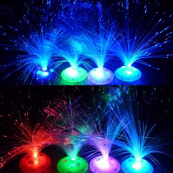 Naierhg Color Changing LED Fiber Optic Night Light Colorful Stand Lamp Home Decor Random Color
