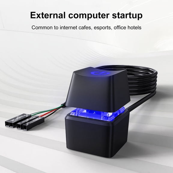 Naierhg Computer Power Button Computer Desktop Power Button Computer External Power Button with Colorful Led Lights Desktop Extension Cable Home Motherboard Black