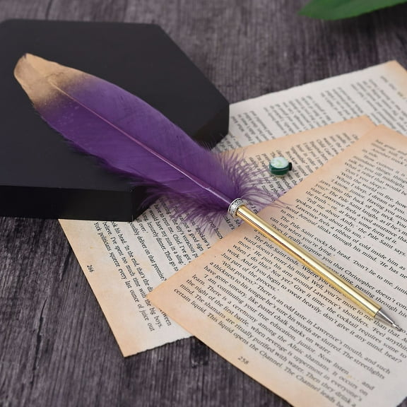 Naierhg Copper Feather Quill Pen Smooth Writing Durable Elegant Design Breakage-resistant Christmas Gift Wedding Signature Pen White