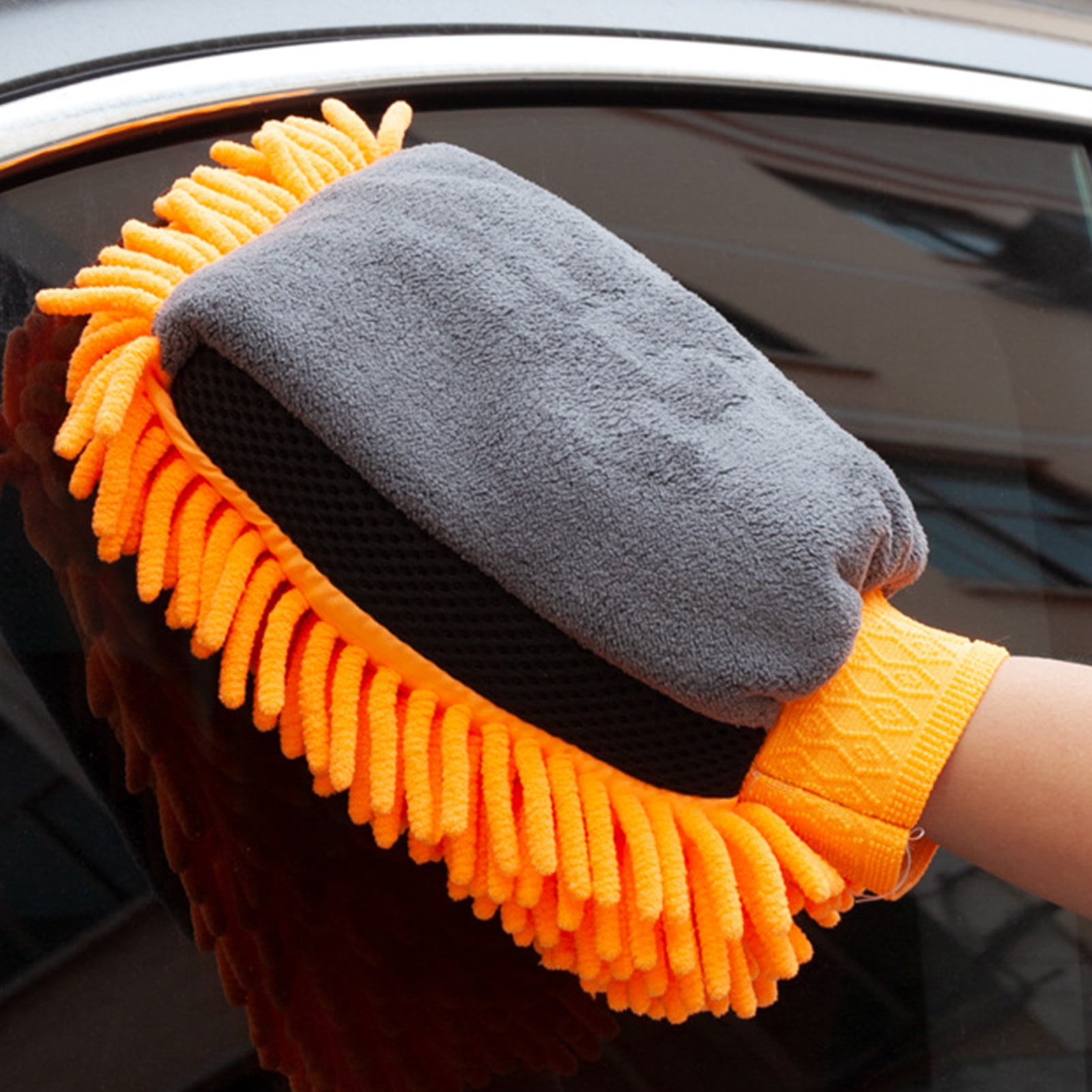 Naierhg Coral Fleece Car Wash Glove Chenille Car Wash Glove Double