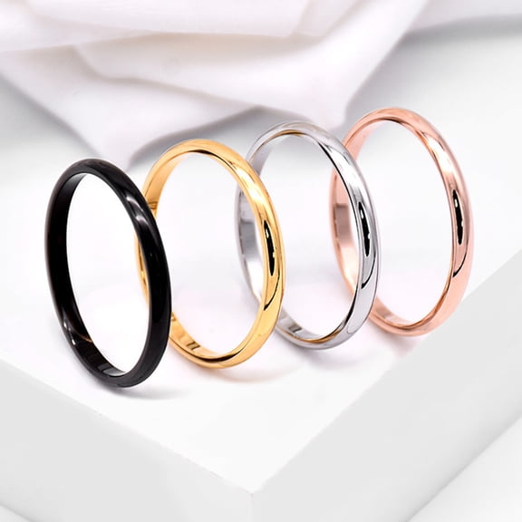 Naierhg Couple Ring Versatile Delicate Titanium Steel Geometric Finger Ring for Banquet Party Anniversary Engagement