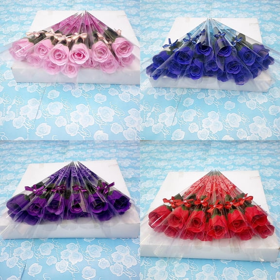 Naierhg Creative 10 Pcs Single Stem Artificial Rose Soap Made Flowers Decoration Gift