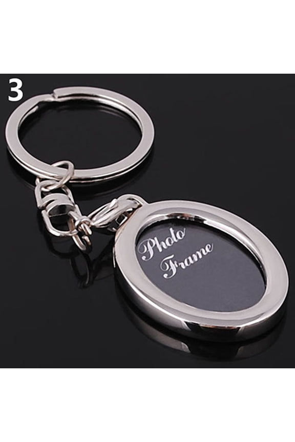 Creative Mini Heart Square Round Oval Insert Photo Frame Rotary Keychain Keyring