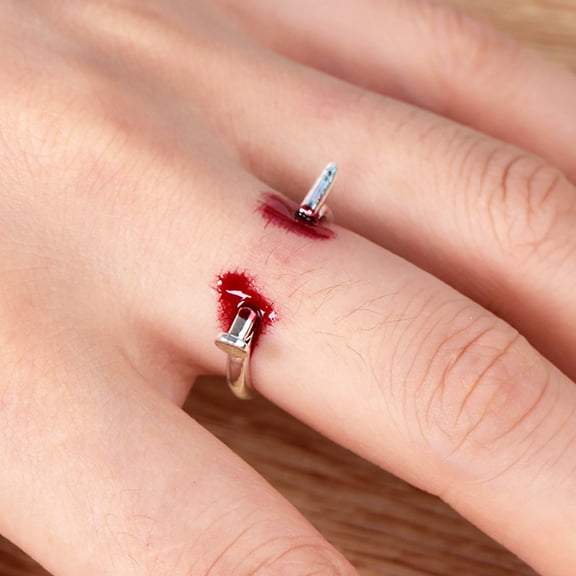 Naierhg Creative Unisex Adjustable Nails Horrifying Finger Ring Halloween Party Props