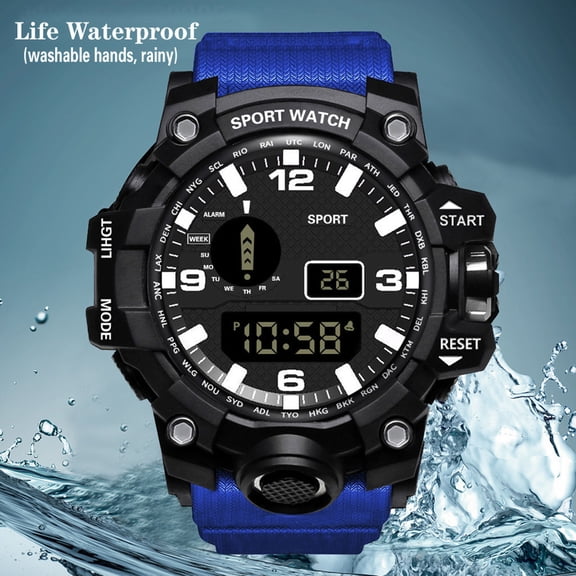 Naierhg Digital Watch Week Display Date Precise Portable LED Stopwatch Sports Wristwatch for Fitness