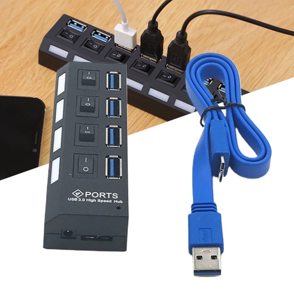 Naierhg Docking Station 4 Ports Widely Compatible Plastic High Speed Cable Hub for Phone