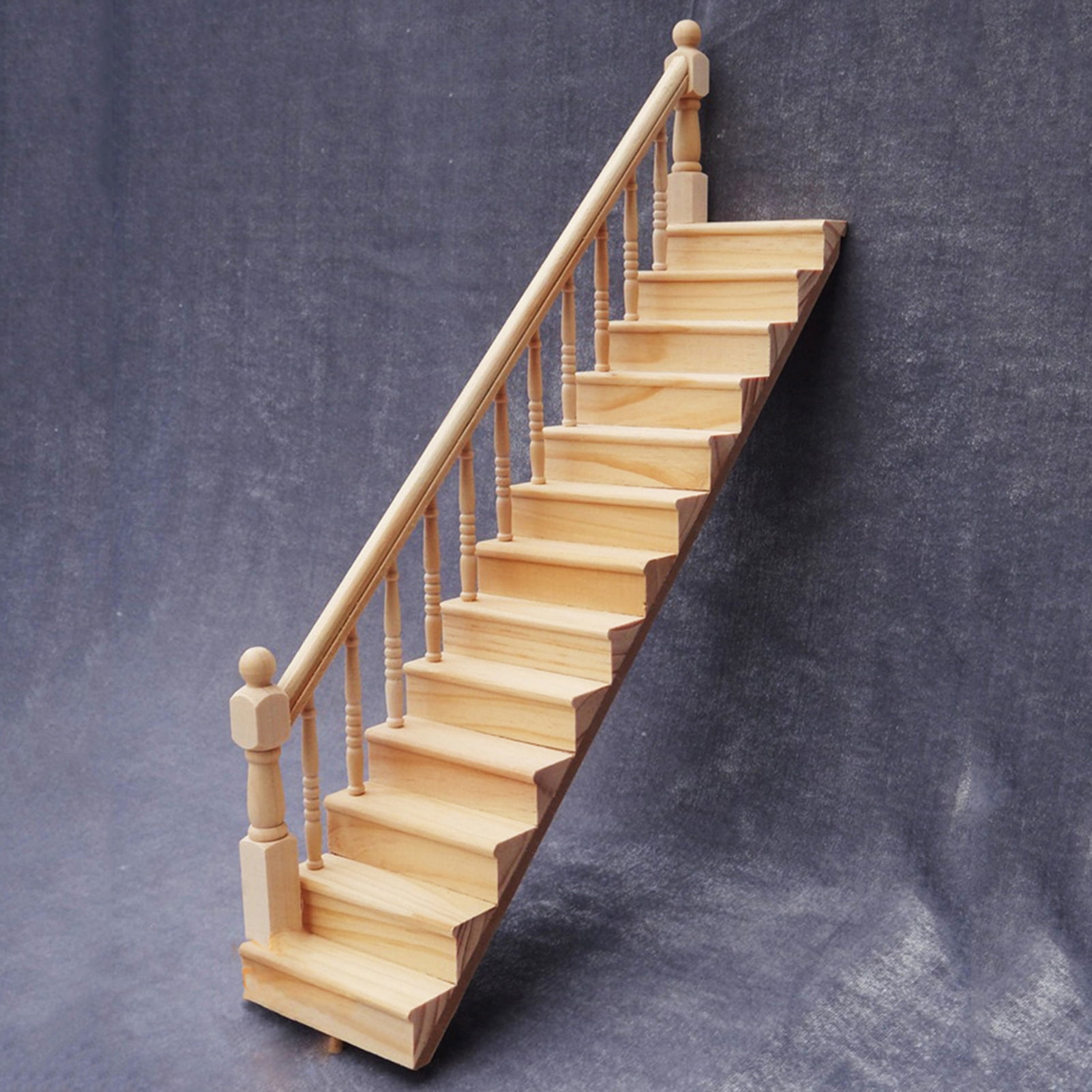 Naierhg Doll House Stair Sturdy With Handrail Wood Handmade Doll ...