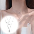 thumbnail image 1 of Naierhg Double Layer Necklace for Women Twinkle Star Moon Choker Necklace Faux Diamond Pendant Rhinestone Clavicle Chain Jewelry Accessories, 1 of 7