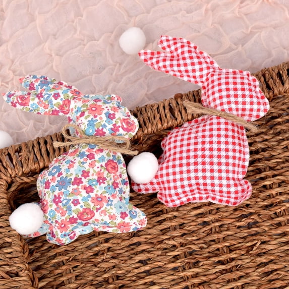 Naierhg Easter Decoration Cloth Bunny Ornament Adorable Appearance Bright Color Super Soft Holiday Party Rabbit Toy DIY Craft Supplies Red