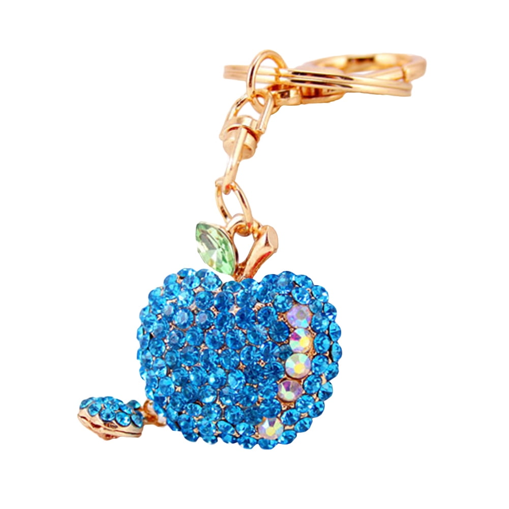 Naierhg Fashion Rhinestone Apple Keyring Alloy Car Key Chain