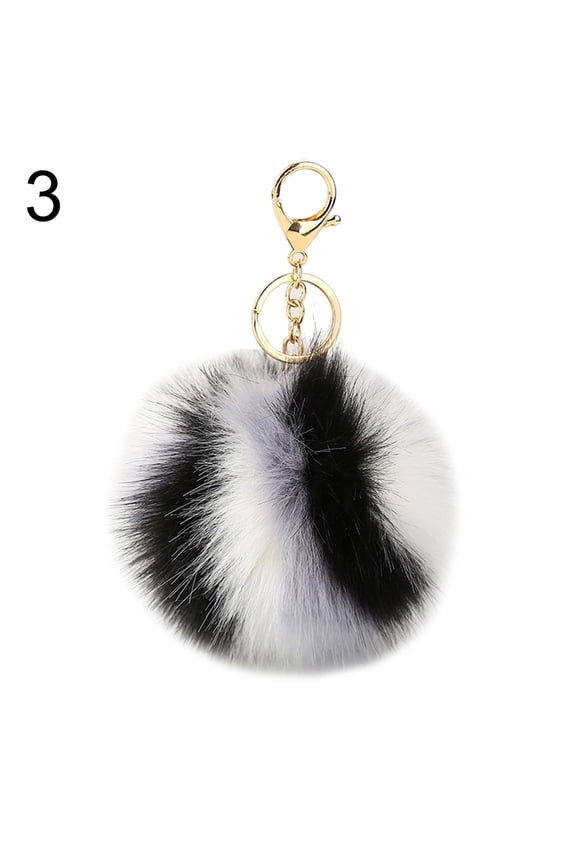 Faux Fur Pompom Pendant Keychain Key Ring Women Car Handbag Ornament