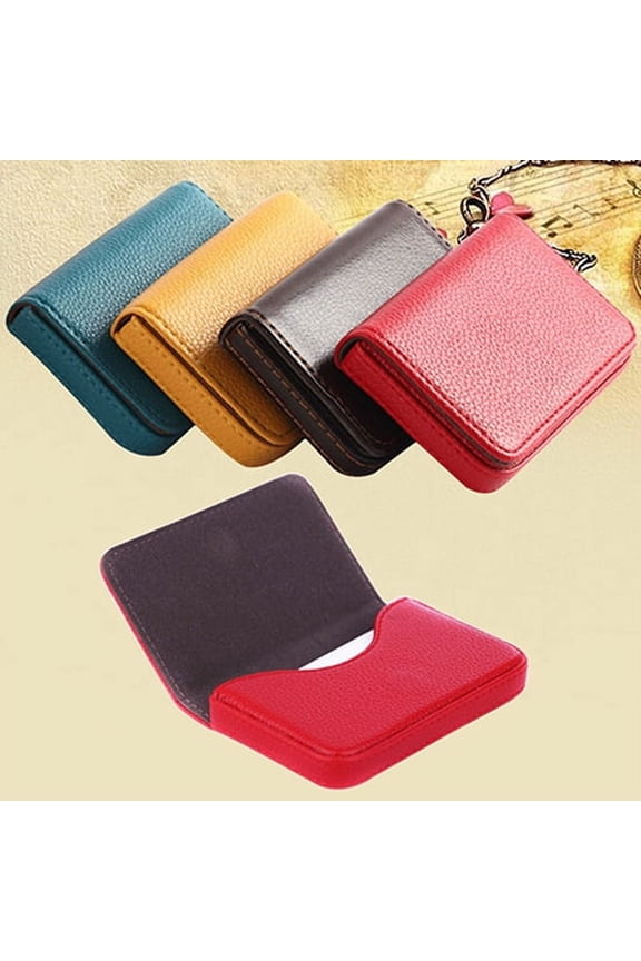 Faux Leather Magnetic Closure Business ID Name Pack Credit Card Holder Pocket Box