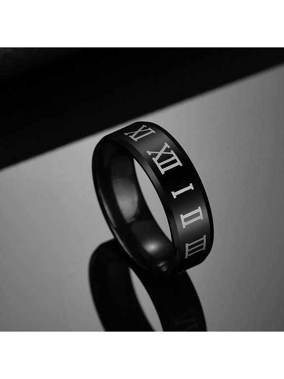 Finger Ring Luxury Jewelry Gift Stainless Steel Roman Number Print Men Band for Prom