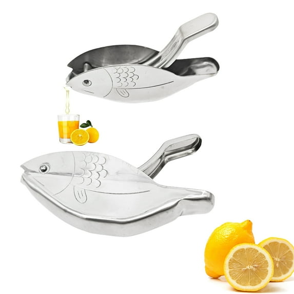 Naierhg Fish-Type Lemon Juicer, 304 Stainless Steel Efficient Juice Extractor, Compact Manual Citrus Press for Fresh Lemonade, Cocktails, Cooking, Dishwasher Safe, Rust-Resistant Kitchen Tool
