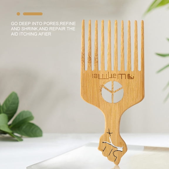 Naierhg Hair Comb Anti-Static Ergonomics Handle Mini Bamboo Wide Tooth Beard Care Comb for Men