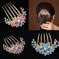 thumbnail image 1 of Naierhg Hair Comb Flower Leaf Rhinestones Ladies Exquisite Long Lasting Hair Fork Hair Accessories, 1 of 8