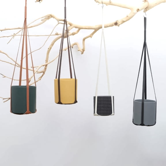 Naierhg Hanging Basin Multifunctional Adjustable Faux Leather Space-Saving Plant Hanging Basket for Balcony,Black