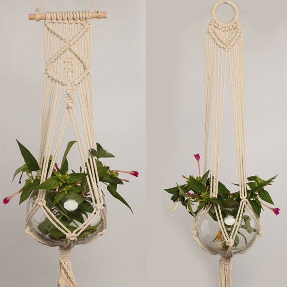 Naierhg Hanging Pot Holder Plant Planter Basket Hanger Cotton Rope Macrame Braided Craft