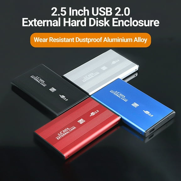 Naierhg Hard Disk Case Wear Resistant Dustproof Aluminium Alloy 2.5 Inch USB 2.0 External Hard Disk Enclosure for Laptop