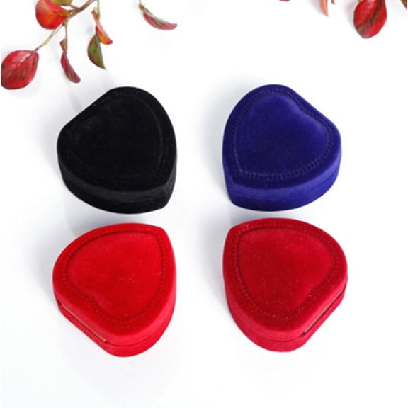 Naierhg Heart Shape Finger Ring Ear Stud Jewelry Display Holder Storage Box Container