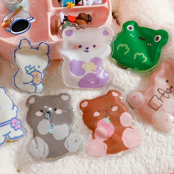 Naierhg Hot Water Bag Self-heating Portable Reusable Leak-proof Safe Keep Warm Transparent Cartoon Animals Shape Hand Warmer Bottle for Office