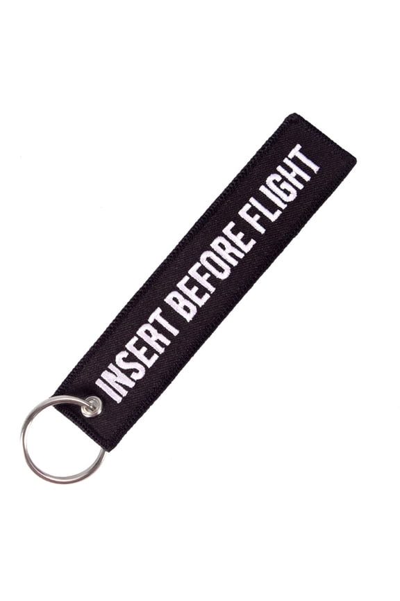 Insert Before Flight Print Embroidery Tag Keychain Key Ring Chain Pendant Gift