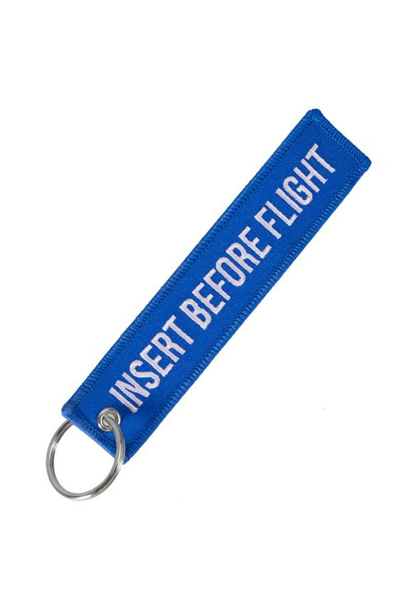 Insert Before Flight Print Embroidery Tag Keychain Key Ring Chain Pendant Gift