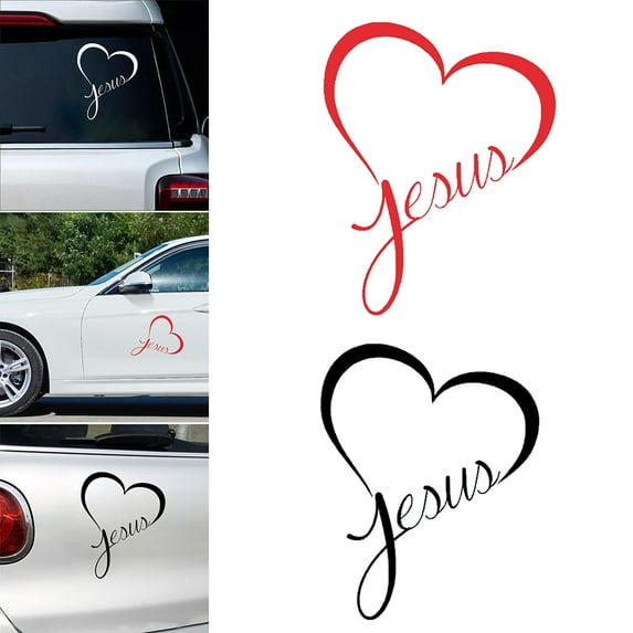 Naierhg Jesus Heart Removable Waterproof Car Styling Window Bumper Decal Decor Sticker White