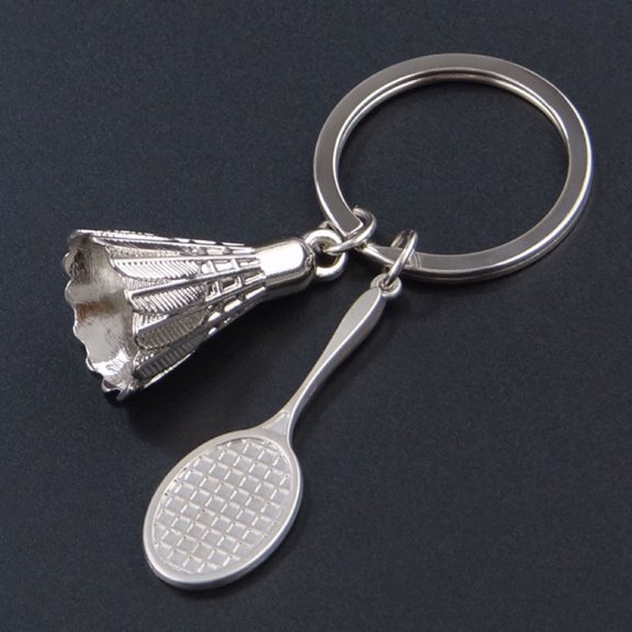 Naierhg Key Chain Badminton Racket Pendant Shock Proof Zinc Alloy Imitation Sports Key Pendant for Car