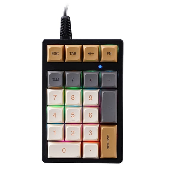 Naierhg Laptop Keypad with Mechanical Green Switches Mechanical Green Switch Laptop Keypad Usb Wired External Number Keyboard 21-key Mechanical for Laptop Multicolor