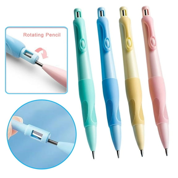 Naierhg Mechanical Pencil Set Corrects Posture Pencil Set with 2.0MM Refill Soft Silicone Pencil with Sharpener for Writing Drawing Home Office Classroom