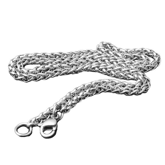 Naierhg Men Braided Wheat Shape Stainless Steel Chain Necklace DIY Jewelry Accessory Steel Color