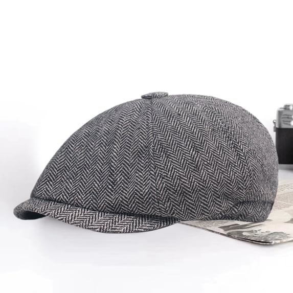 Naierhg Men Hat Painter Solid Color Vintage Short Brim Decorative Soft Breathable Sunscreen Dome Warm Hat Fall Winter Newsboy Hat Octagonal Cap for Winter Khaki