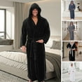 thumbnail image 1 of Naierhg Men Hooded Bathrobe with Adjustable Belt Super Soft Fluffy Highly Absorbent Solid Color Pocket Design Male Bathrobe, 1 of 7