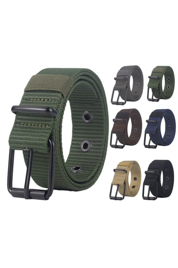 Men Webbing Belt Needle Buckle Nylon Belt with Adjustable Holes Extend Students Jeans Band Sports Strap Blue