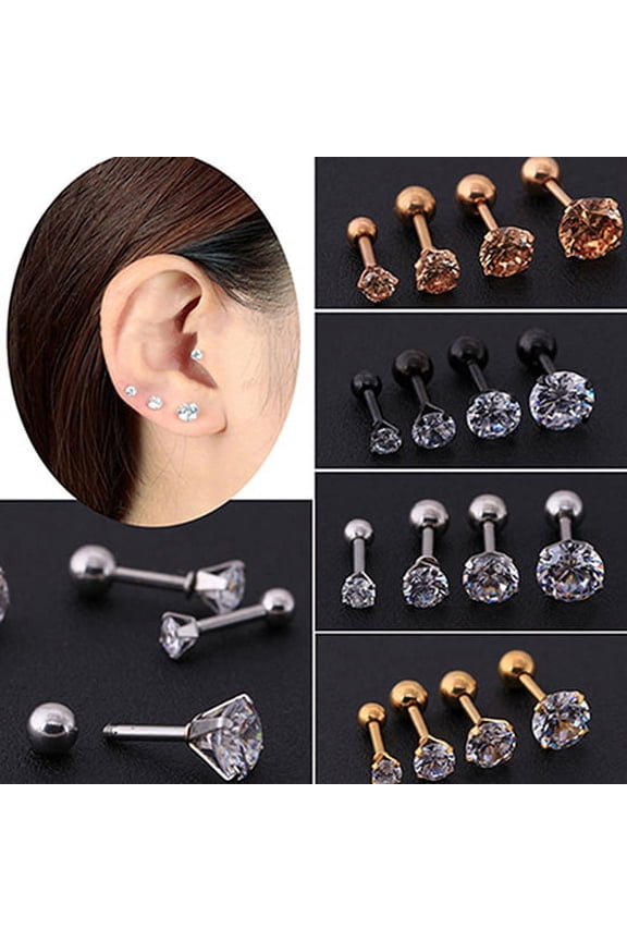 Men Women Rhinestone Cartilage Tragus Bar Helix Upper Ear Earring Stud Jewelry