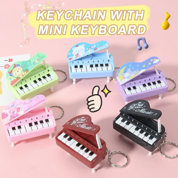 Naierhg Mini Electronic Piano Toy Music Interactive Portable Bag Decoration Hanging Pendant Keychain Keyring Piano Working Finger Piano Gift