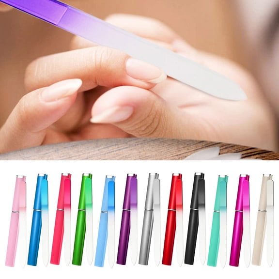 Naierhg Nail File Faux Crystal Glass Non-Porous Durable Reusable Colorful Design Manicure File for Healthy Nails Blue