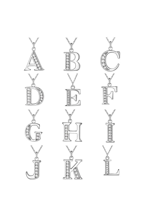 Necklace Popular Silver Plating Copper English Letters Rhinestone Pendant Chain for Party