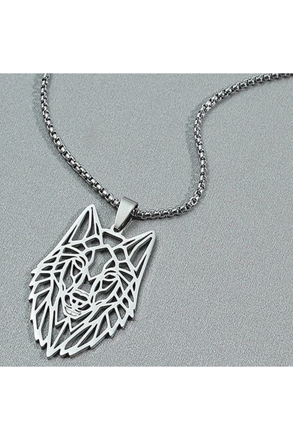 Pendant Necklace Hollow Out Wolf Head Jewelry Openwork Animal Choker Necklace Birthday Gifts