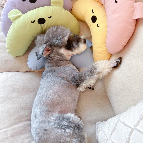 Naierhg Pet Sleep Cushion Detachable Easy to Clean Cervical Spine Support U-shaped Cat Dog Cushion Pet Supplies Yellow