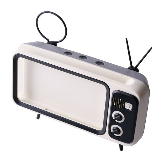 Naierhg Phone Holder with Speaker Music Player Support Stand Non-slip Retro TV Mobile Phone Holder Stand for 6.4 to 6.7 Smartphone