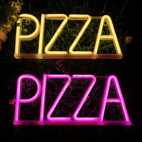 Naierhg Pizza Letter Neon Sign LED Light Creative Shape Energy-saving Flicker Free Wall Art Background Neon Lamp Decor Blue