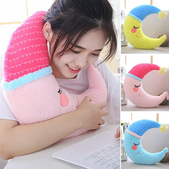 Naierhg Plush Pillow Soft Cute Fully Stuffed Cozy Touch Sleeping Accompany Cartoon Doll Sofa Ornament Creative Cartoon Moon Doll Throw Pillow Plush Toy Birthday Gift