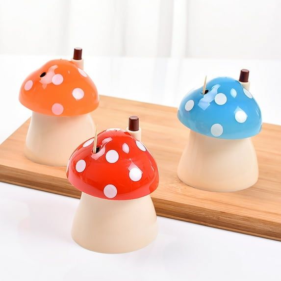Naierhg Portable Home Bar Mushroom Automatic Toothpick Storage Box Dispenser Holder