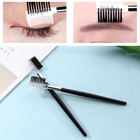 Naierhg Portable Women Double Head Eyebrow Eyelash Brush Comb Cosmetic Makeup Tools A