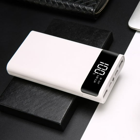 Naierhg Power Bank Shell with Digital Display Plug Play Large Capacity Dual USB Output LED Lamp 6x18650 Battery Charger Case Black